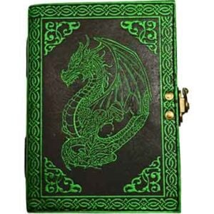 Green Embossed Dragon Leather Journal