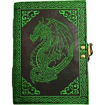 Green Embossed Dragon Leather Journal