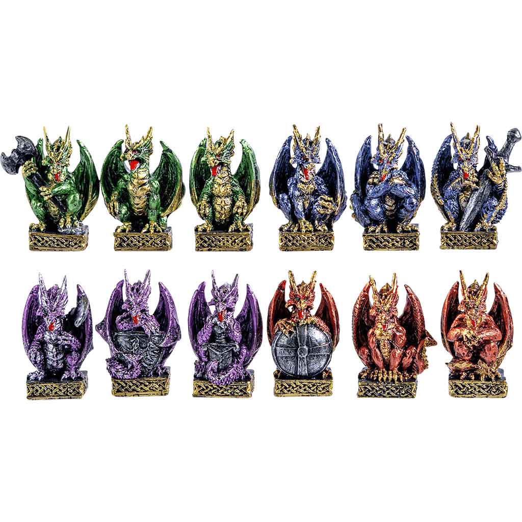 Mini Warrior Dragons Statue Set
