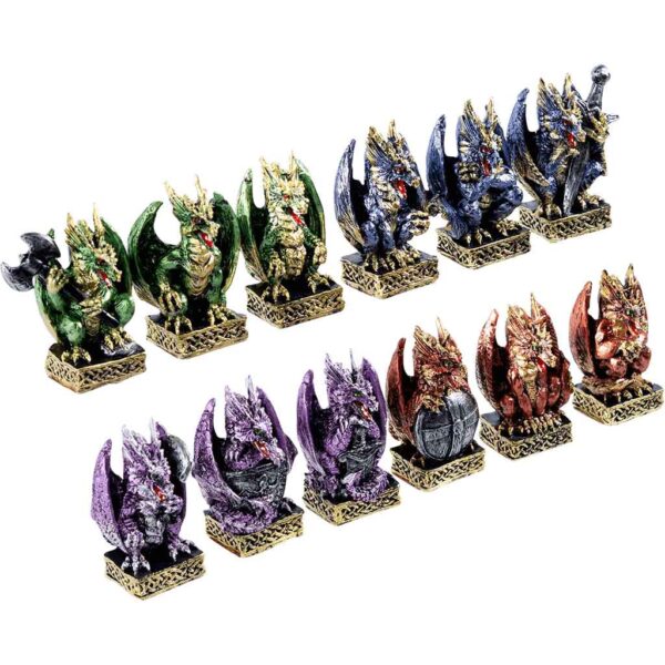 Mini Warrior Dragons Statue Set