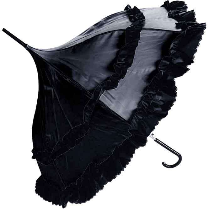 Black Satin Automatic Gothic Umbrella