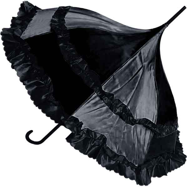 Black Satin Automatic Gothic Umbrella
