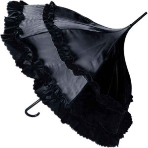 Black Satin Automatic Gothic Umbrella