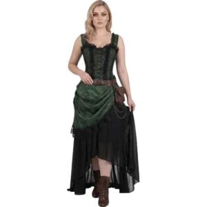 Emerald Brocade Steampunk Corset Dress