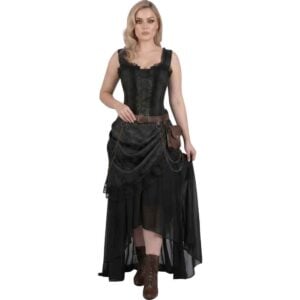 Midnight Black Steampunk Corset Dress