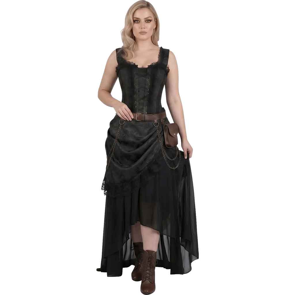 Midnight Black Steampunk Corset Dress